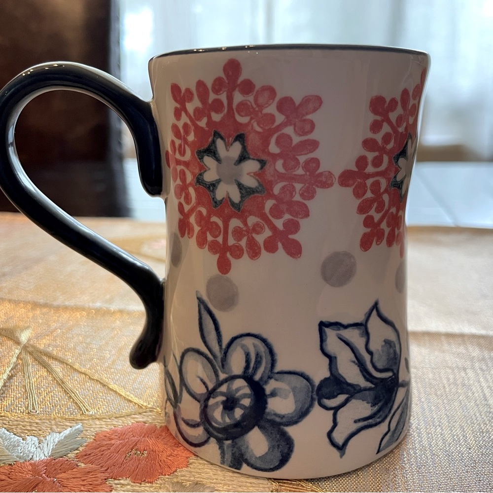 Anthropology Floral Pattern Ceramic Coffee Mug